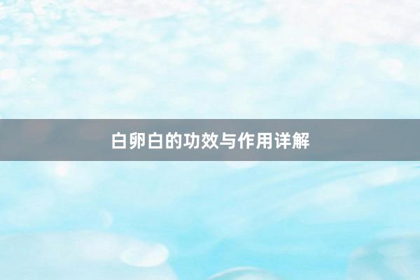 白卵白的功效与作用详解
