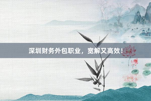 深圳财务外包职业,宽解又高效!